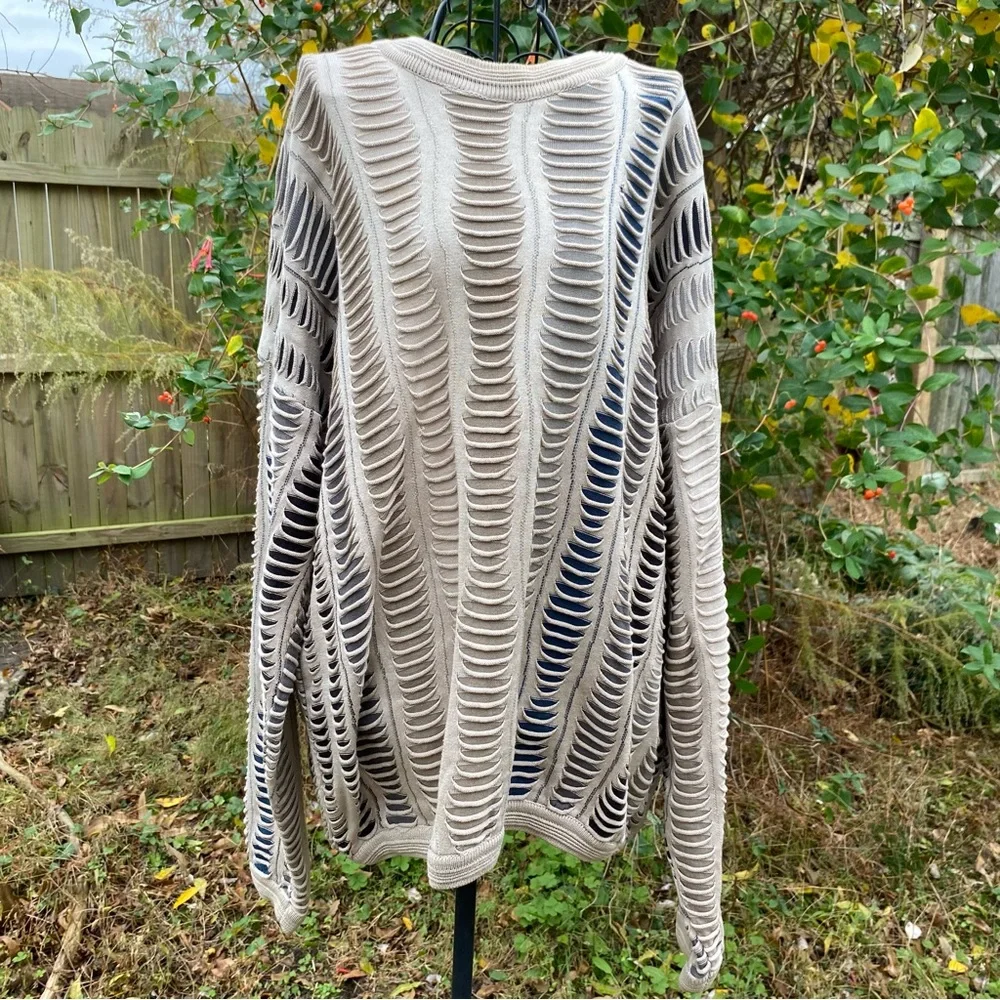 Coogi Style Vintage Ribbed Designer Sweater Men’s Size Large Nuetral Colors - Picture 4 of 14